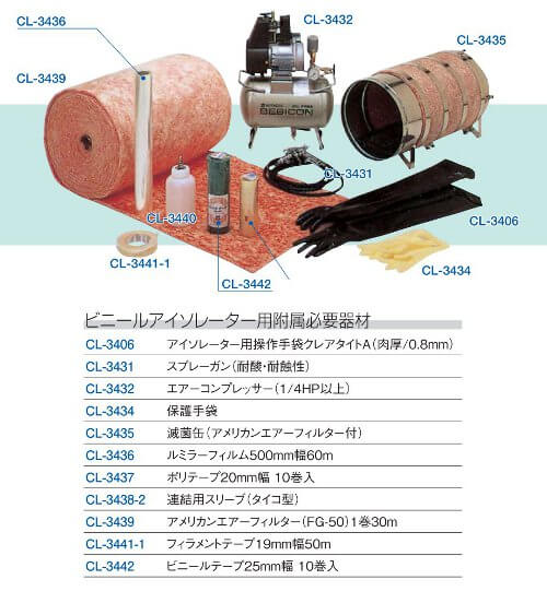 ビニールアイソレーター用付属必要器材