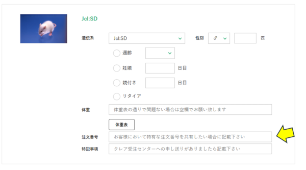 注文フォーム画面